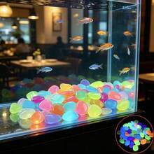 1 Pack Mixed Color Glow-In-The-Dark Pebbles, 1cm Diameter, Fluorescent Colorful Decorative Stones, Suitable For Aquarium, Fish Tank, Garden Path, Patio, Lawn, Terrace Landscape And Yard Decoration, DIY Crafts, Random Colors - Glowing Colored Stones - View 4