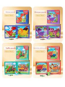 9/16pcs Magnetic Paper Cartoon Animal Puzzle, Children's Educational Puzzle Busy Book, Progressive Puzzle Logic Thinking Brain Development Educational Toy, Suitable For Boys And Girls - Multicolor - View 11