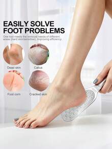 1pc Double-Sided Stainless Steel Foot File Pedicure Tool, Coarse & Fine Dual-Sided Foot Rasp To Remove Calluses, Foot Scraper To Remove Dead Skin And Cracked Heel Hard Skin, Portable Foot Exfoliation Care Tool - Silver - View 5