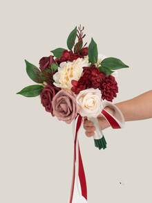7 Inch White & Lavender Purple Bohemian Style Wedding Bouquet, Suitable For Bride, Bridesmaid, Artificial Flowers, Suitable For Ceremony - Multicolor - View 14