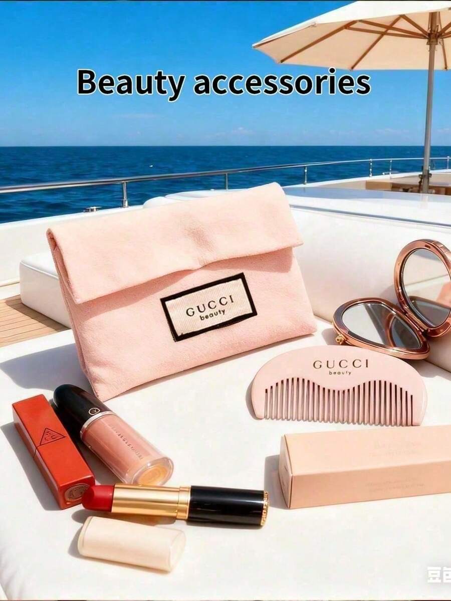 復古雙面便攜口袋化妝鏡 放大美容鏡 旅行美妝禮品 GUCCI-GIFT-46 - 西瓜粉 - 查看 1