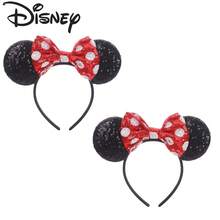Disney Classic Minnie Mouse Ear Headband, Black Sequin Red & White Polka Dot Bow, Versatile Hair Accessory For Theme Park Travel & Photo - View 4
