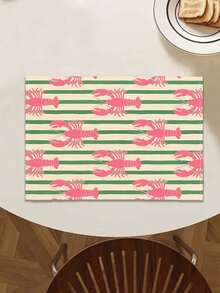 1pc Fresh Contrast Color Lobster Pattern Printed Linen Table Runner, Placemat, Suitable For Holiday, Party, Birthday, Dinner, Kitchen, Dining Room Table Decoration, Shoe Cabinet Storage Cabinet Cover, All Season Room Decoration, Home Textile Decoration Table Runner, Placemat - Multicolor - View 6