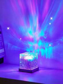 USB Powered Geometric Square Aurora Projector, 16-Color RGB Remote Mood Lamp With Type-C Cable - Multi-color light - View 10