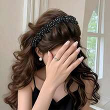 1pc Vintage Black Polka Dot Headband, Increases Top Height, Shapes Face, Non-Slip Design With Teeth, Stays In Place, Suitable For Women's Daily Commute, Creates Voluminous Look, Essential Multi-Function Hair Accessory For Slouchy People, Can Fix Loose Hair - Multicolor - View 1