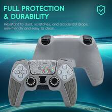 Suitable For Playstation 5 Gamepad Dust-Proof Silicone Cover 5 Competitive Rocker Cap Set Non-Slip Wear-Resistant Textured Handle Cover,1 Controller Case +2 Thumb Grip Covers +1 Sticker - View 1