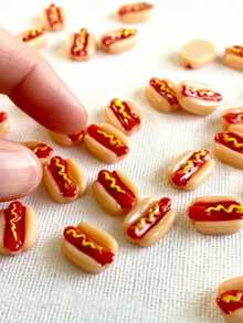 1/6/10/20pcs Mini Resin Hot Dog Decorations, Miniature Hot Dog, Suitable For Dollhouse Food Decor, Fairy Garden, Miniature Landscape And Crafts, DIY Miniature Food Decor, Exquisite Design Durable Small Model, Phone Case Decoration DIY Accessories - A - View 3