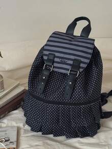 Mochila minimalista de gran capacidad con múltiples bolsillos y diseño a rayas - Multicolor - Ver 1