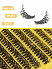 200pcs D-Curl Fluffy Single Cluster False Eyelashes, Cat Eye Cluster Design, Segmented DIY, Suitable For Beginners, Reusable, For Daily Makeup, Office, Travel - View 4