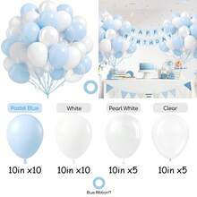 60pcs Blue And White Balloons Set,Clear Pearl White Light Blue Balloons For Bridal Shower Anniversary Graduation Wedding Birthday Party Decorations - Style 1 - View 8