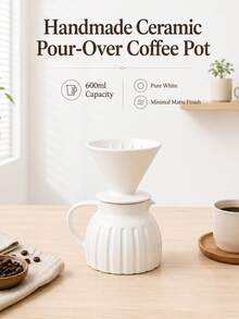 1 Set 600ml Creative Large Capacity Ceramic Coffee Pot, Premium Hand Drip Coffee Pot, Ceramic Glazed Sharing Pot, Extraction Filter Cup, Suitable For Home And Restaurant Use, Japanese Style Hand Drip Coffee Pot, Latte Art Cup, Breakfast Milk Cup, Afternoon Tea Cup, Home Coffee Equipment Set, Home Brewing Filter Pot, Suitable For Drip Coffee Maker, Family Sharing Coffee Pot - Multicolor - View 14