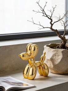 1pc Balloon Dog Statue, Modern Art Home Decor Sculpture, Home Accessory, Modern Home Decor Animal Art Ornament, Suitable For Coffee Table Kitchen Decor Color Scheme Room Aesthetics Metal Texture Gold Sculpture Dog - Gold - View 7