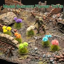 15 Peças Mini Tufos de Grama Estática com Aglomerados de Flores Coloridas, Kit de Modelo de Cenário Floral em Miniatura, Acessórios de Paisagem DIY para Modelos Militares de Wargaming, Layouts de Ferrovias de Trem, Jardins de Fadas de Casa de Bonecas, Decoração de Artesanato de Micro Paisagem - Multicolorido - Visão 7