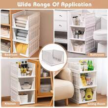 Multi Piece Foldable Large Capacity Storage Rack, Stacked Plastic Wardrobe Storage Box That Saves Space, Suitable For Clothing, Seasoning Cans, Food, Cosmetics, Kitchen Storage And Organizing, As Well As Storage Rack Baskets - Multicolor - View 3