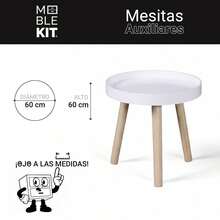 KIWI MOBLEKIT | Wooden And Metal Side Tables For Living Room Or Bedroom, Modern Functional Tables With Different Shapes And Heights, Fixed Or Folding Options For Home - 白色 60 公分 – 3 腿 - 查看 3