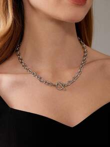 Stainless Steel Waterproof Fade-Resistant Gold & Silver Fashion Minimalist OT Clasp Chain Necklace For Women's Daily Wear - OT O Chain - View 2