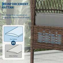 Hodeffior 3 Piece Rattan Garden Furniture Set With 2 Rocking Chairs And Glass Top Table, Outdoor Bistro Set With Cushions, Wicker Patio Conversation Set For Balcony Porch Conservatory Terrace - Grey - View 8