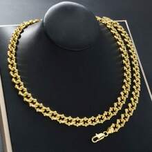 Hip Hop Classic 18K Gold Plated Beaded Copper Coarse Necklace Bracelet Set Suitable For Men Women Daily Party Wear - Gold - View 1