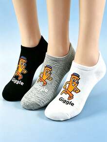 6 Pairs Men's Super Popular Giggle Cartoon Logo Short Socks, Classic Three-Color Versatile, Easily Inject Full Energy Into Your Outfit - Multicolor - View 3