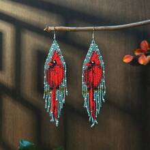 AHAYA Bohemian Beaded Bird Pattern Long Tassel Earrings, Seed Beads Handmade Glass Bead Jewelry, Suitable For Daily Wear And Gifts - Bird - View 12
