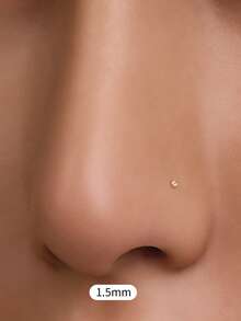 1pc S925 Sterling Silver Mini Zirconia Nose Stud, Single Diamond Bubble Nose Ring, 14K Gold Plated, Hypoallergenic, Pure Silver Nose Ring, Unisex Piercing Jewelry, Mini Size, Personalized, Bent L-Bar Nose Stud, Multi-Functional Nose And Ear Jewelry, Suitable For Daily Wear - Multicolor - View 16