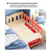 Cama Auxiliar Infantil De Pino Natural Con Colchón Transpirable Y Escalera Integrada, Se Coloca Junto A La Cama Principal - Beis - Ver 5