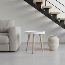 KIWI MOBLEKIT | Wooden And Metal Side Tables For Living Room Or Bedroom, Modern Functional Tables With Different Shapes And Heights, Fixed Or Folding Options For Home - 白色 35 公分 – 3 腿 - 查看 2