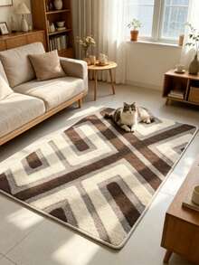 1pc French Luxury Cream Style Floral Diamond Pattern Thickened Carpet, Washable Living Room Rug, Home Decor, Kitchen Rug, Bathroom Rug - Multicolor - View 5