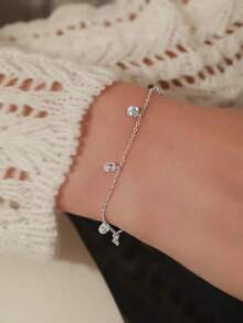 1pc S925 Sterling Silver Starry Tassel Bracelet For Women, Cool & Gentle Style, Minimalist Niche Accessory For Commute, Travel, Party, Versatile Elegant Light Luxury Hand Jewelry - Tassel - View 4