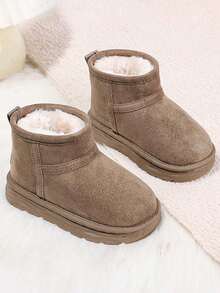 1 Pair Kids Warm Snow Boots Girls Thermal Lined Non-Slip Ankle Boots - Khaki - View 4