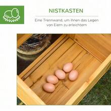 Shed For Dwarf Chickens With Run And Nesting Box, Fir Wood, Yellow/Green, 168x75x103 Cm, Ideal For Dwarf Chickens. - 查看 5