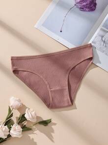 9pcs Multicolor Low Waist Ribbed Cotton Women's Triangle Panties, Casual Minimalist Bodycon Comfortable Women's Underwear - Multicolor - View 6