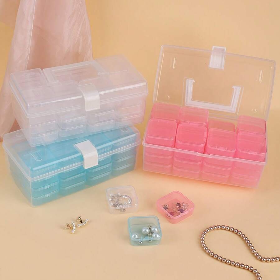 32-Compartment Clear Plastic Storage Box, Large Capacity Jewelry Organizer, Bead Sorting Container, Multi-Functional Portable Plastic Carrying Case, Suitable For Crafts And Sewing Supplies