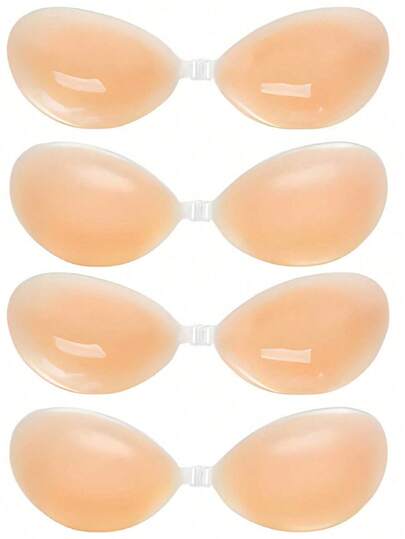 1/2 Pairs Women's Self Adhesive Silicone Strapless Bra, Invisible Push Up Sticky Bra With Gathering Design For Wedding, Ball Gown & Backless Dress