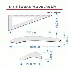 Kit 3 Réguas Modelagem Acrilico z1 - A - Visão 3