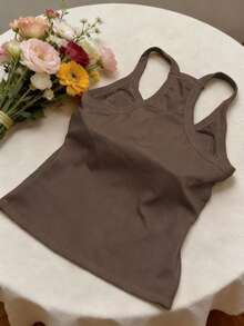 2pcs/Set Women's Summer Camisole Tank Tops, Slim Fit Solid Color Basic Style, With Chest Pads Undershirt - Multicolor - View 5