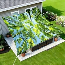 1 pieza Vela de sombra solar cuadrada con estampado geométrico de girasol fresco, adecuada para patio pequeño, piscina, área de ocio al aire libre de villa. Sombrilla de playa, tela de sombra solar para exteriores, toldo de playa, tienda de playa, sombra solar para patio, cenador al aire libre, cenador - Bohemia C - Ver 31