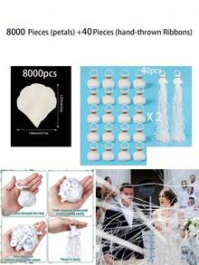 8000片白色人造玫瑰花瓣，絲綢仿真花瓣，婚禮人造玫瑰，仿真玫瑰花瓣，浪漫特殊之夜裝飾，適用於訂婚、求婚、慶祝及其他裝飾 - 白色 - 查看 19