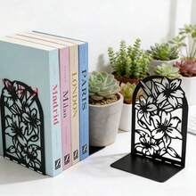 Hollow Metal Bookend With Natural Floral Pattern, Suitable For Organizing And Decorating Bookshelves And Bookcases, An Artistic Gift For Book Lovers, Bibliophiles And Office Workers - One Size - View 9