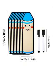 10pcs Pencil Shaped Lucky Cards DIY Erasable Handwritten Cards 4 Colors Suitable For Classroom Home Teaching Aid Back To School Essential - Multicolor - View 13