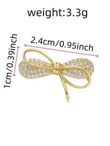 1pc Elegant Mini Bow Brooch, Double Layer Geometric Pin Accessory For Clothing - Bow - View 4