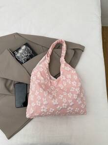 Women's Large Capacity Lace Floral Shoulder Bag, 2025 New Casual Beach Vacation Bag, Lightweight Versatile Tote Bag, Women's Bag - Pink - View 4