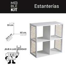 KIWI MOBLEKIT | Wooden Shelves For Storage And Decoration, Cube Or Rectangular Models With Door Or Drawer Options, Modern Auxiliary Furniture For Living Room, Bedroom Or Office - 四格書架 60x29.5x59 公分 白色 - 查看 3