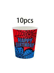 10pcs/20pcs/70pcs Spider Web Birthday Paper Tableware Set, Red & Blue Spider Web Design 7/9 Inch Paper Plates, 3.5 Inch Cups, 6.5 Inch Napkins, Hero Theme Birthday Party Supplies, Hero Theme Birthday Party Decoration Tableware Set - Multicolor - View 10
