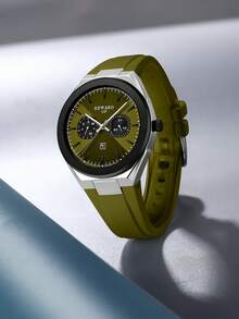 Reloj de cuarzo para hombre REWARD, estilo de moda empresarial, calendario, agujas luminosas, multifuncional, reloj de pulsera para hombre de alta calidad, regalo clásico, correa de silicona - Verde militar - Ver 15