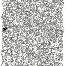 25/55/100張卡通動物彩色線條簡單素描圖，蠟筆油粉彩繪畫素材，紓壓描摹釣魚線條圖 - A - 查看 5