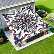 1 pieza Vela de sombra solar cuadrada con estampado geométrico de girasol fresco, adecuada para patio pequeño, piscina, área de ocio al aire libre de villa. Sombrilla de playa, tela de sombra solar para exteriores, toldo de playa, tienda de playa, sombra solar para patio, cenador al aire libre, cenador - Bohemia C - Ver 14