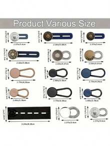 Juego de 24 piezas de extensores de botones elásticos, extensión de cintura ajustable e invisible, botón de expansión de cintura sin costuras, múltiples colores disponibles, adecuado para jeans/pantalones, unisex - Multicolor - Ver 9