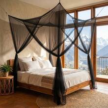 1 buah Kelambu, Kanopi Tempat Tidur 4 Sudut, Cocok untuk Tempat Tidur Ukuran Queen/King, Kain Poliester, Tersedia 5 Warna - Kelambu empat pintu - View 1
