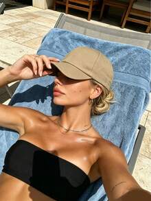 1pc Pure Cotton Black Baseball Cap, Sun Protection Solid Color Adjustable Hat, Unisex, Casual Summer - Multicolor - View 2